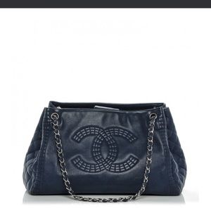 Calfskin Coco Bengal Open Accordion Tote Blue